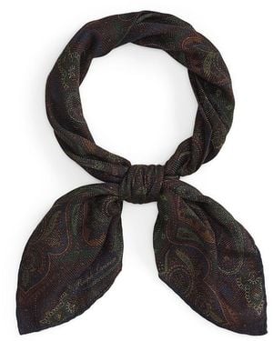 Ralph Lauren Paisley Wool & Silk Neckerchief - Black
