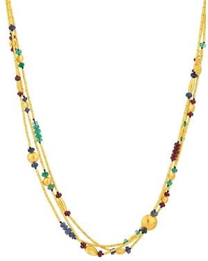 Gurhan 18K, 22K & 24K Rain Multi Gemstone Triple Strand Collar Necklace, 16-17.75 - Metallic