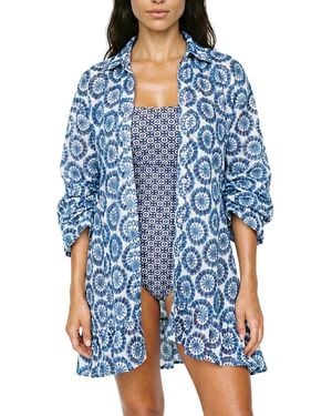 Hermoza Betty Flounce Sleeve Dress Cover-Up - Blue