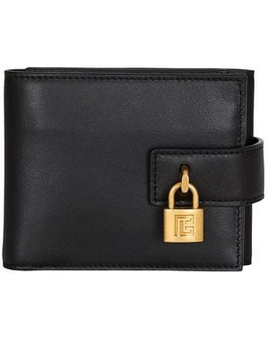 Balmain Pulse Trifold Smooth Leather Wallet - Black