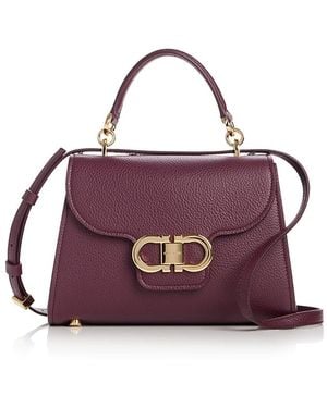 Ferragamo Double Gancini Leather Top Handle Bag - Purple