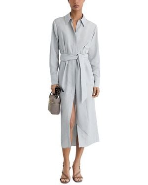 Reiss Tie Detail Shirt Dress - Gray