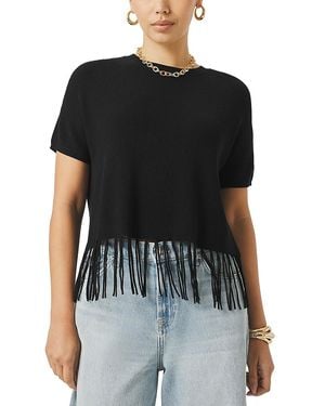 Splendid Spl X Cj Ss Fringe Sweater - Black