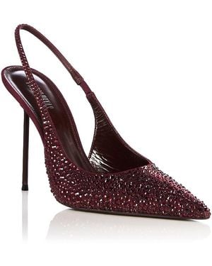 Paris Texas Lidia Crystal Embellished Slingback Pumps - Purple