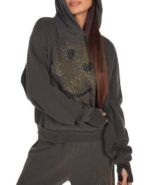 Lauren Moshi Lainey Happy Crystal Splatter Hoodie - Black