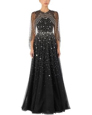 Jenny Packham Oliver Beaded-Applique Maxi Dress - Black