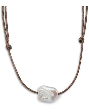 Zoe Chicco 14K Cultured Freshwater Baroque Pearl Adjustable Pendant Necklace, 12-26 - White