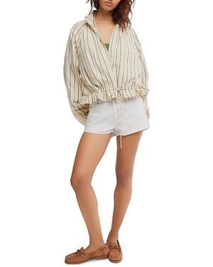 Free People Devon Striped Balloon Jacket - Natural