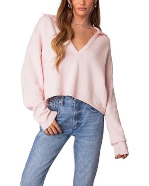 Edikted Marcie Oversized Cropped Sweater - Blue