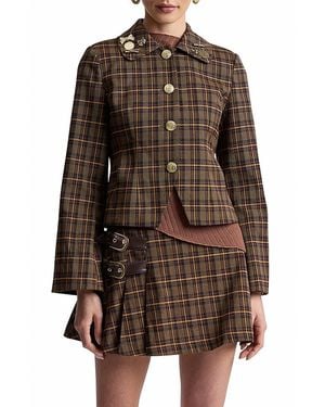 Avec Les Filles Embellished Collar Bell Sleeve Jacket - Brown