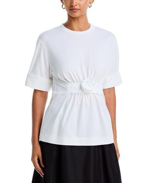 Simone Rocha Gathered Rose Cotton Tee - White