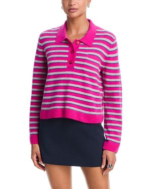 Aqua Cashmere 100% Cashmere Polo Sweater - Pink