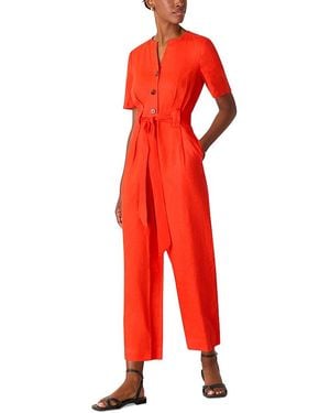 Whistles Petites Linen Jumpsuit - Red