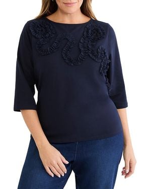 NIC+ZOE Mesh Applique Top - Blue