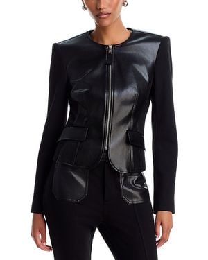 Cinq À Sept Dorinda Mixed Media Zip Jacket - Blue