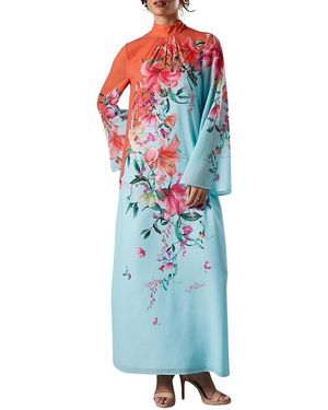 Coast Printed Tie Back Column Maxi Dress - Blue