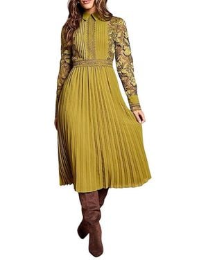 Coast Long Sleeve Midi Shirt Dress - Yellow