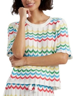 Chinti & Parker Cotton Chevron Stitch T-Shirt Top - Gray