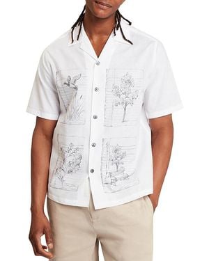 Ted Baker Gallagher Relaxed Fit Wildlife Sketch Graphic Shirt - White