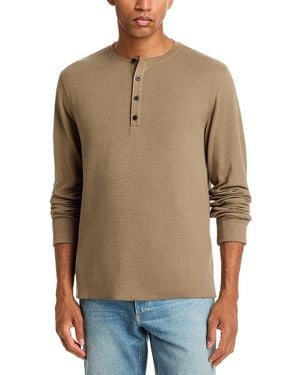 Rag & Bone Luxe Waffle Cotton Henley Shirt - Brown