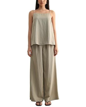 Luvee Mable Side Slit Tunic Top & Wide Leg Pants - Gray