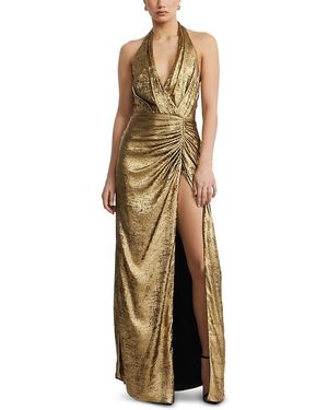 BCBGMAXAZRIA Lame Halter Gown - Metallic