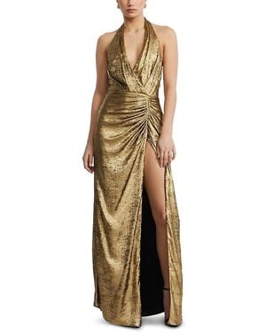 BCBGMAXAZRIA Lame Halter Gown - Metallic