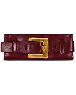 Balmain Anthem Calfskin Leather Clutch - Red