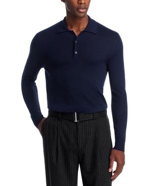 Canali Merino Knit Polo Sweater - Blue