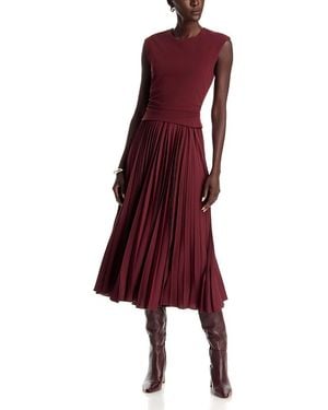 Tanya Taylor Carly Sleeveless Pleated Dress - Red