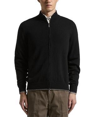 Peserico Wool And Cashmere Zip Front Sweater - Black
