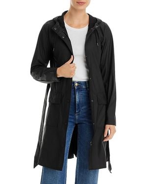 Rains Curve Hooded Belted Waterproof Jacket - Black