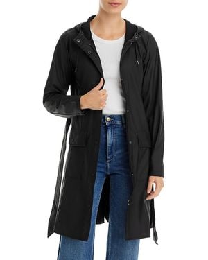 Rains Curve Hooded Belted Waterproof Jacket - Black