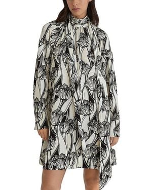 Reiss Alwen Scarf Tie Swing Dress - Gray