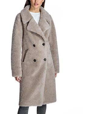 Maximilian Lambswool Midi Peacoat - Gray