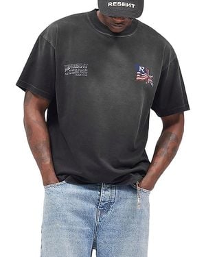 Represent Eagle Flag Cotton Logo Graphic Crewneck T-Shirt - Gray