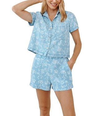 Bella Dahl Short Sleeve Pocket Button Down Shirt - Blue