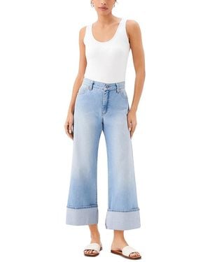 Karen Kane High Rise Cropped Wide Leg Jeans - Blue