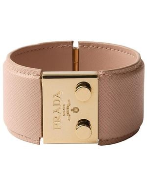 Prada Metal And Saffiano Leather Bracelet - Brown