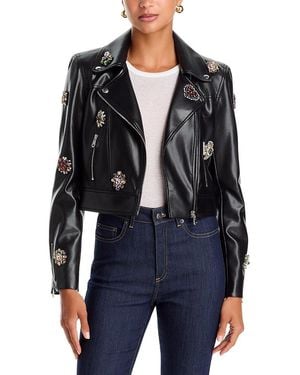 Cinq À Sept Genevieve Baroque Patches Faux Leather Jacket - Black