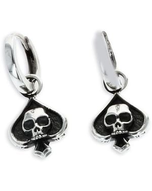 King Baby Studio Sterling High Roller Club Micro Skull Spade Suit Drop Earrings - Metallic