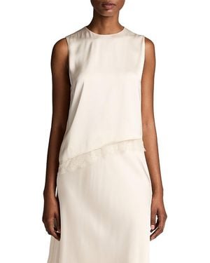 Vince Lace Trim Satin Asymmetric Shell - Natural