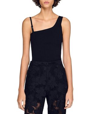 Sandro Miami Asymmetric Knit Sweater - Blue