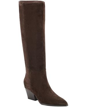 Marc Fisher Tarrie Tall Wide Calf Block Heel Dress Boots - Brown