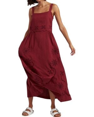 Chinti & Parker Linen-Blend Broderie Summer Dress - Red