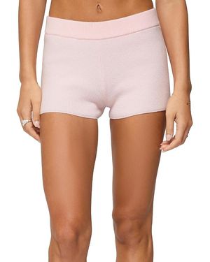 Edikted Lorie Ribbed Knit Shorts - White