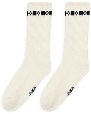 Sandro Embroidered Fine Knit Socks - White