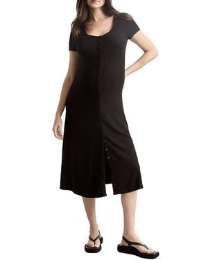 Hatch Collection The Softest Rib Maternity/Nursing Midi Dress - Black