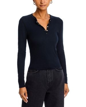RE/DONE Ribbed Henley Long Sleeve Tee - Blue