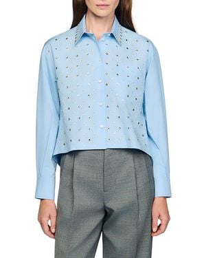 Sandro Rhinestone Blouse - Blue